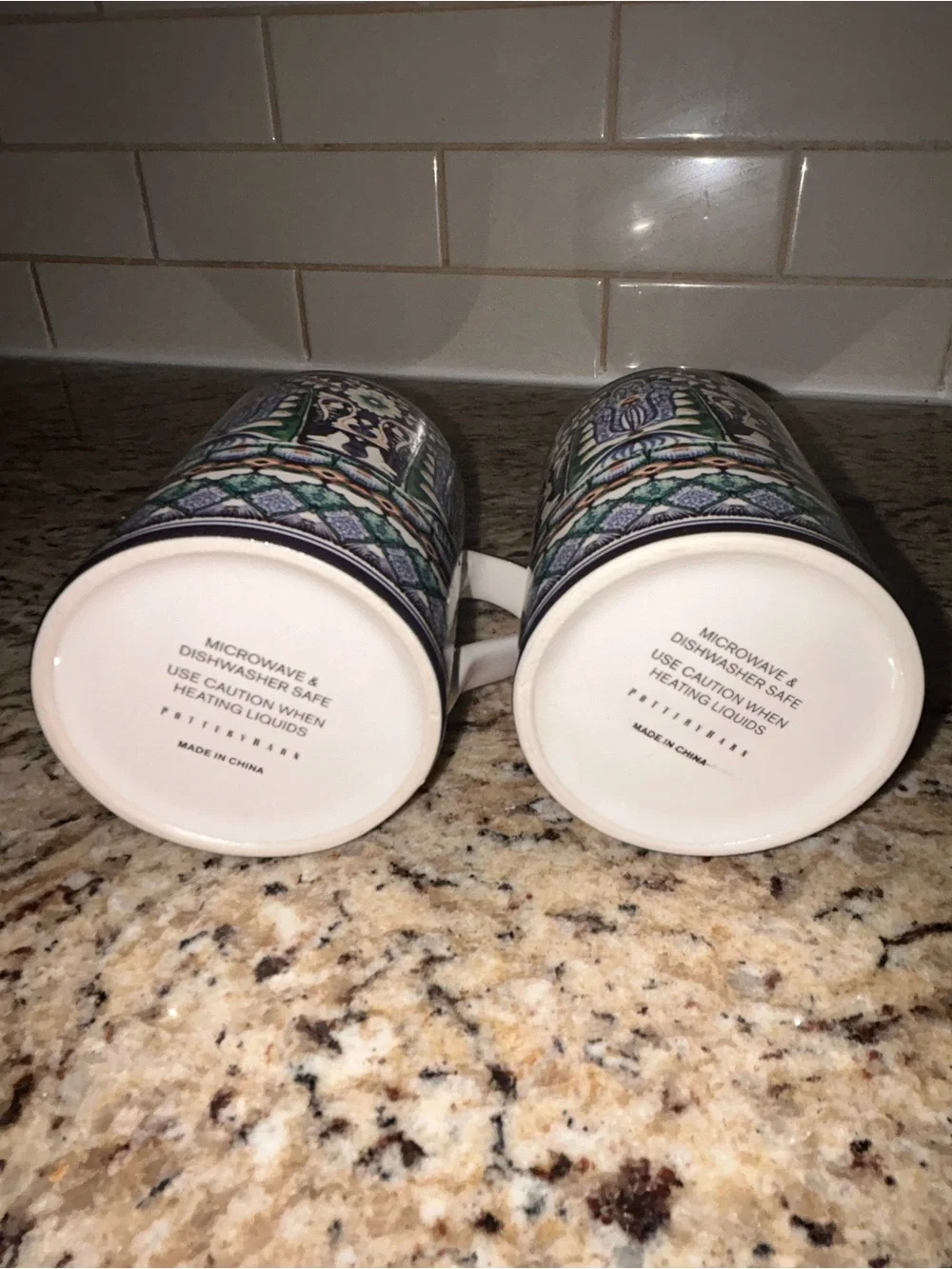 Pottery Barn Mezze blue mugs (2)